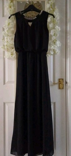 Black embellished maxi evening - black,
