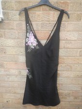 VINTAGE REGER BY JANET REGER SHORT SATIN EMBROIDED SZE 12 NIGHTY