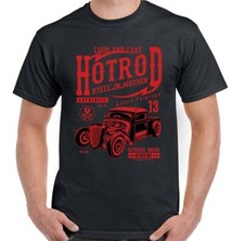 Hot Rod T-Shirt Steel In Motion Mens Lucky 13 Classic American Car Enthusiast 