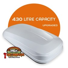 430 Litre Car Roof Top Box Gloss White Extra Large Top Car 75kg Luggage Camping