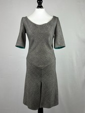 Versace Dress Short Herringbone Grey Vintage Uk8 Small Wool Viscose Cashmere