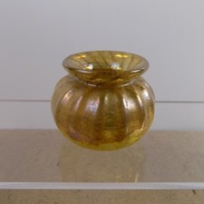 Blown Art Glass Ribbed Gold