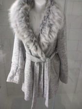 Lovely Winter Coat With Detachable Faux Fur Collar  16 Grey