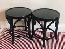 Pair Vintage Bentwood Low Stools Dark Beech Thonet Style Retro Mid Century Decor