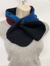 SLOW pure cashmere snood keyhole scarf scarflette thick patchwork navy 004