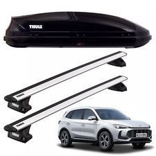 Thule Roof Rack WingBars & 450L Top Box Cargo Carrier, MG ZS Hybrid 2024+ onward