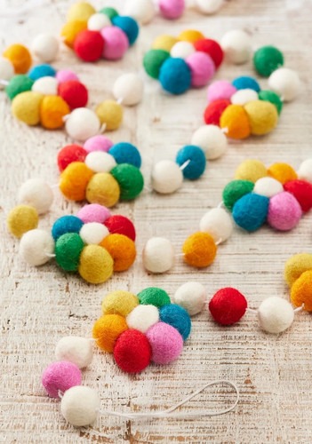 Felt rainbow flower garland - felt,