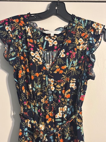 Apricot navy floral - apricot,
