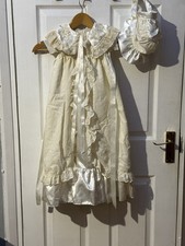 Vintage Christening Gown with Bonnet Satin Size 6/12 Months