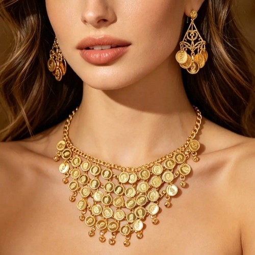 Elegant gold toned - gold, coin