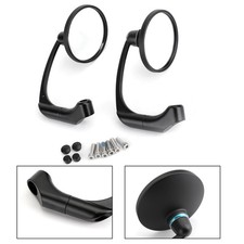 Pair M8 M10 Retro L-Bar Round Mirrors For Cafe Racer Bobber Custom Motorcycle.