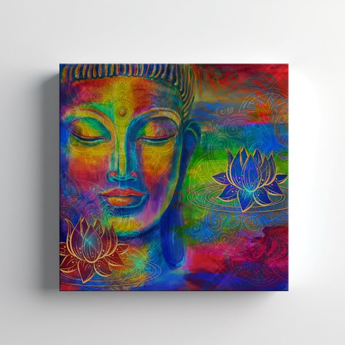 Rainbow colourful lord buddha - colourful,