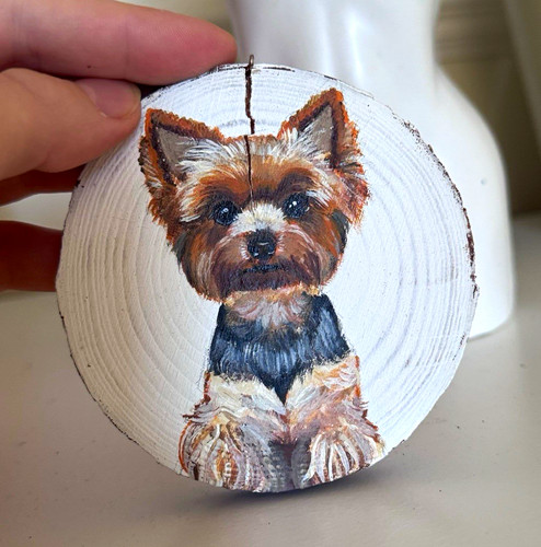 Hand painted wood - wood, round