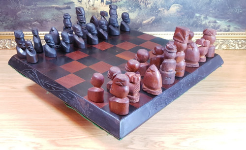 Hand carved wooden chess - hand, set