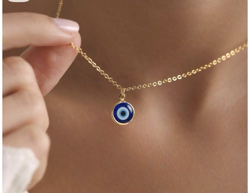 Evil eye necklace 18k - "evil, gold