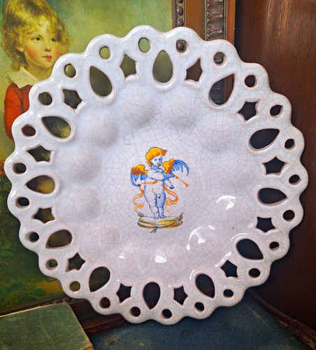 Vintage angel cherub plate - vintage,
