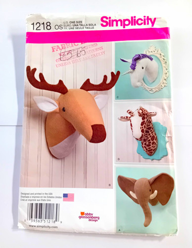 Simplicity 1218 plush - 1218, animal