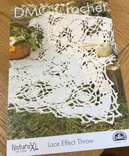 DMC Lace Effect Throw Crochet Pattern Natural Cotton DK Weight Yarn