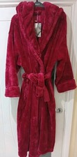 M&S Rosie Fleece Hooded Dressing Gown SIZE XL CLARET RED