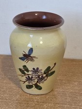 Bovey Pottery Devon Small Vase Floral And Bee H:4"