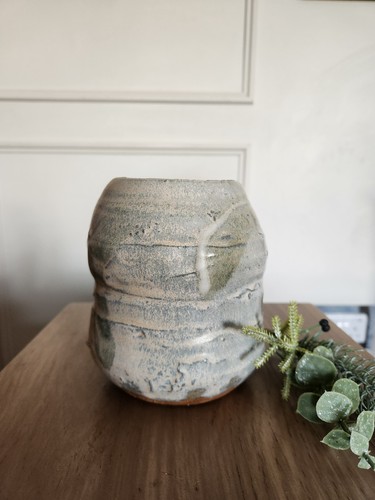 Studio pottery pot vase glazed - vase,