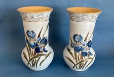 Pair of  Lovatt Langley Mill Pottery Vases - Blue Iris - Art Nouveau  c1915