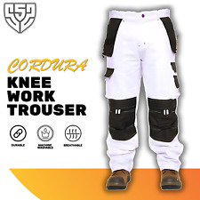 SSS® Mens Painter Decorators Trousers Cargo Combat White Work Pants Knee Pockets
