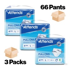 Adult Nappies Incontinence Pull up Pants ATTENDS 4L LARGE - 3 Packs of 22