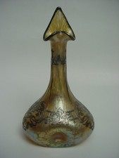 Wonderful LOETZ Iridescent Jack in the Pulpit VASE w/ SILVER OVERLAY