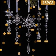 18 Pcs Christmas Tree Clear Glass Icicle Ornaments Decoration Xmas Home Decor UK
