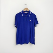Moncler Men's Polo Shirt Size XL, Blue, Short Sleeve, Casual