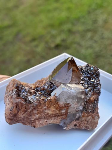 Smokey quartz dolomite - smokey, on