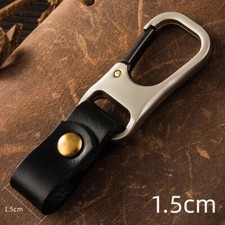 Waist Hanging Pendant Keychain Genuine Leather Rope Buckle Car Keyring Black