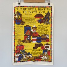 Recipes of Scotland Linen cotton tea towel.  47 x 72 cm Wall Hanging Decor