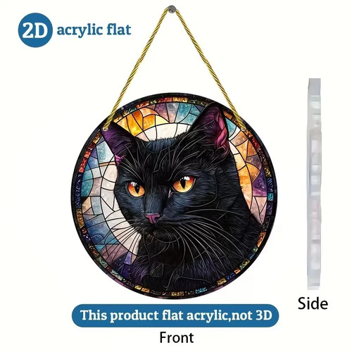 Black cat orange eyes - black,