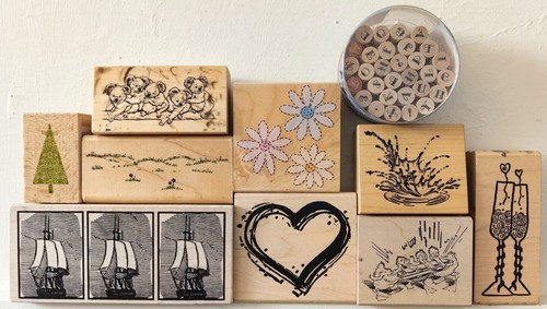 Job lot wooden stamps - wooden,
