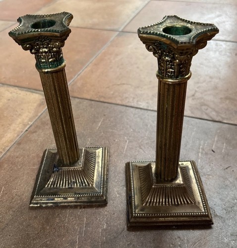 Ornate brass candle sticks - candle,