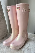 Hunter Nebula Kids' Wellies Pink Glitter, Size UK 3