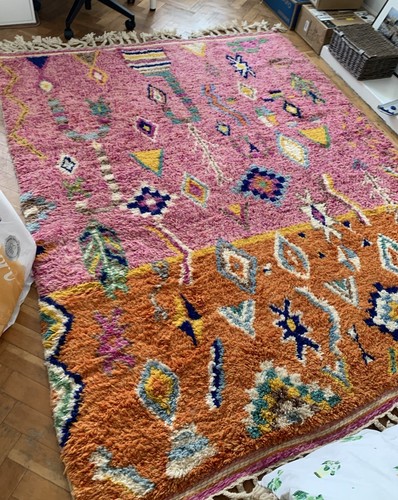 Pink orange moroccan rug - pink,