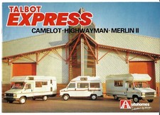 Talbot Express Autohomes Caravans 1988 UK Brochure Camelot Highwayman Merlin II