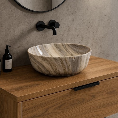 Marble luxe round brown and - marble,