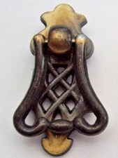 2 x ANTIQUE BRASS FURNITURE DRAWER CABINET DOOR LATTICE DROP RING PULL HANDLES