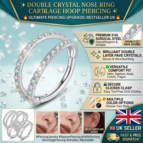 Double crystal nose ring - double,