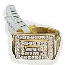 Gents Diamond Ring size 10 8 grams solid gold 50 round diamonds 3/4 x 1/4 in top