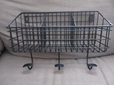 Wall Mounted Metal/Wire Hanging Shelf/Basket Storage Rack - 3 Compartments Hooks