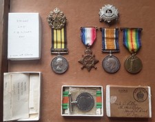 WW1 MEDALS BEDFORDSHIRES WOUNDED & SON'S AFRICA GENERAL SERVICE MEDAL KENYA RAF