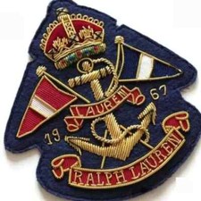 Vintage Fashion Hand Embroidered Bullion Wire Blazer Badge, Royal Ralph family