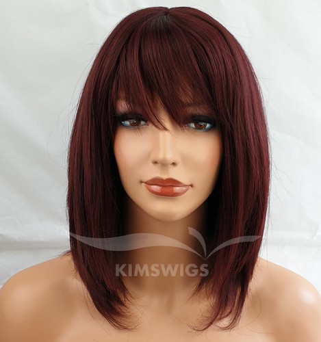 Burgundy red wig ladies - red,