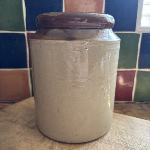 Vintage stoneware storage jar - vintage,