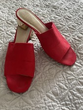 Red Wide Fit Faux Suede Block